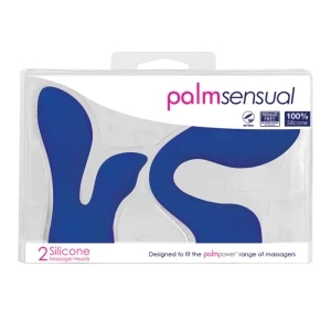 PalmPower PalmSensual Attachments 2-Piece Silicone Massager Heads Blue.