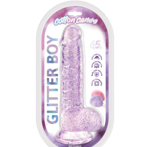 Cotton Candy Glitter Boy Jelly Glitter Dildo 6.5 in. Pink